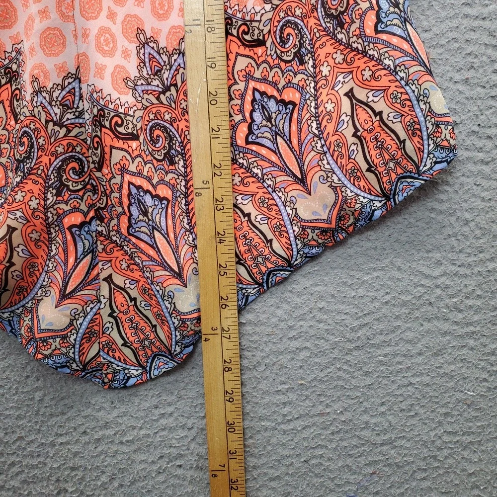 Womens Blouse Top Large Multi Reversible Border Print Sleeveless Spaghetti Strap